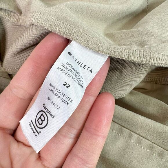 Athleta Brooklyn Textured Jogger Pants Womens 22 Tan Checkered Pockets Pull On - Picture 7 of 10